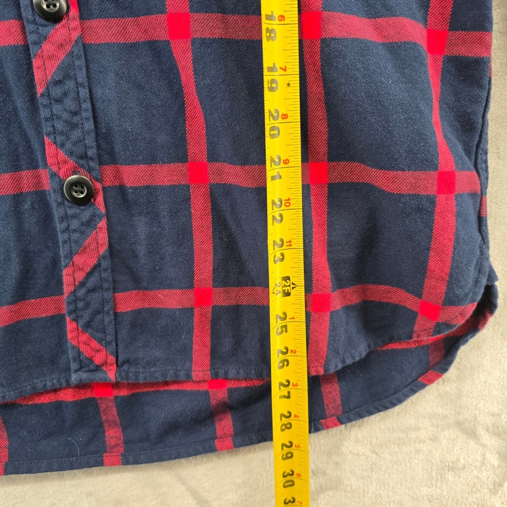 Topo‎ Designs Mens Large Flannel Shirt Navy Red Plaid Organic Cotton Long Sleeve - Picture 4 of 9